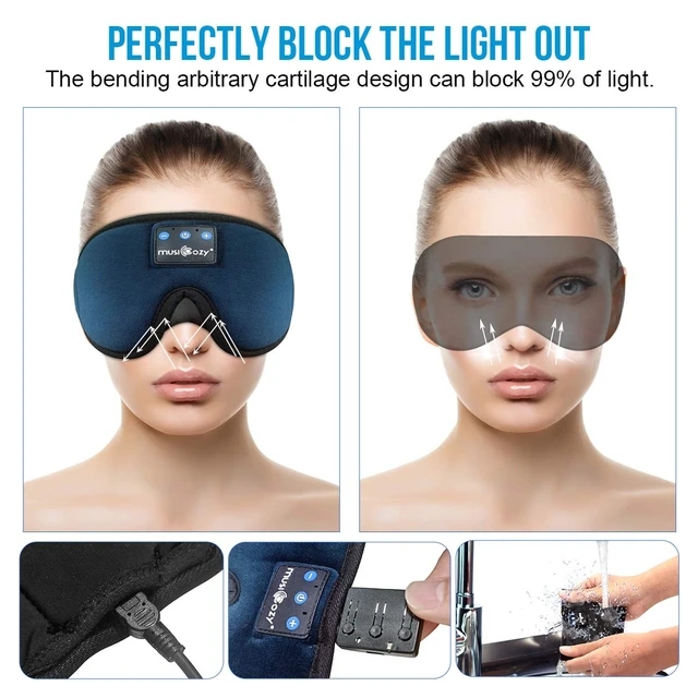 Alt view image 7 of 7 - Bluetooth 5.4 Sleep Headphones Sleeping Eye Mask Earbuds Headband HD Stereo Sound, Wireless Headphones with Soft Lining Blackout Washable Design for Side Sleepers Travel Meditation Relaxation