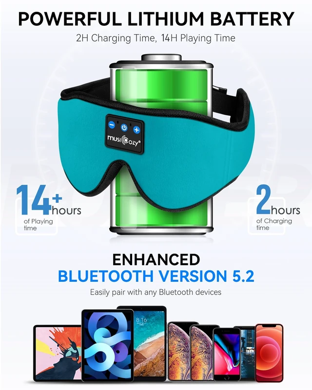 Alt view image 4 of 7 - 3D Sleep Headphones Bluetooth 5.4 Sleep Mask with HD Speakers Soft Velvet Cotton Fabric, Blackout Design, Side Sleeper Comfort, Washable Style, 14 Hours Playtime, Travel Meditation Gifts