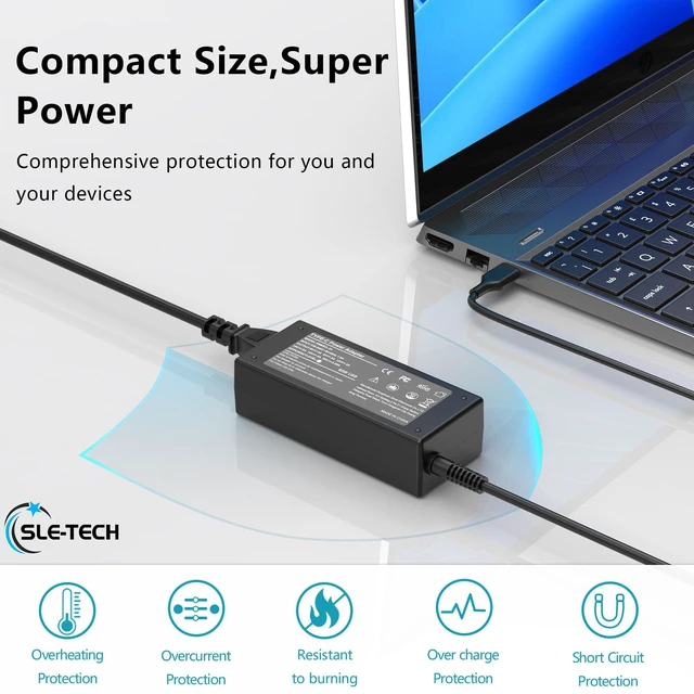 Alt view image 6 of 7 - 65W USB-C Type-C Fast Charger for HP Chromebook 14 x360 14c Plus Compatible with HP 11 11A G5-G8 EE,14a, 14c, Chromebook Plus, TPN-LA12 HA01 CA06 CA21, 20V 3.25A, Type-C PD Cord