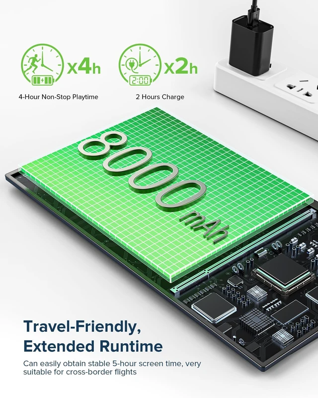 Alt view image 3 of 7 - Portable Monitor Touchscreen with Battery 8000mAh 15.6" for Travel 10-Point Touch, 1080P IPS 125% sRGB, Ultra-Slim, VESA & Stand, Eye Care, USB-C & MINI HDMI, For Laptop Computer (No WiFi)