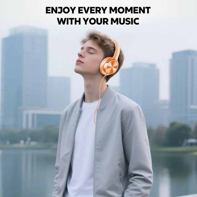 Alt view image 7 of 7 - USB C Headphones Wired, Over Ear USB C Wired Headphones with Microphone, Volume Control, HD Stereo Sound,Foldable USB Type C Headphone for Adult/Teens/Laptop/Computer/iPhone 15/16/17,Tangerine