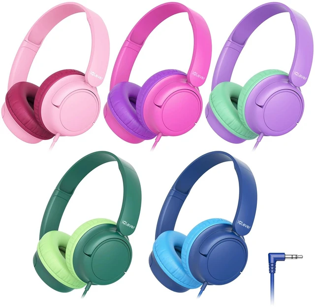 Main image of Kids Headphones 5 Pack for Students K-12 & Teachers Classroom/Study SafeSound Tech3.0, Durable PP Material, Multiple Folding Options, Soft Classroom Headphones for Tablets/Laptop, Bright Color