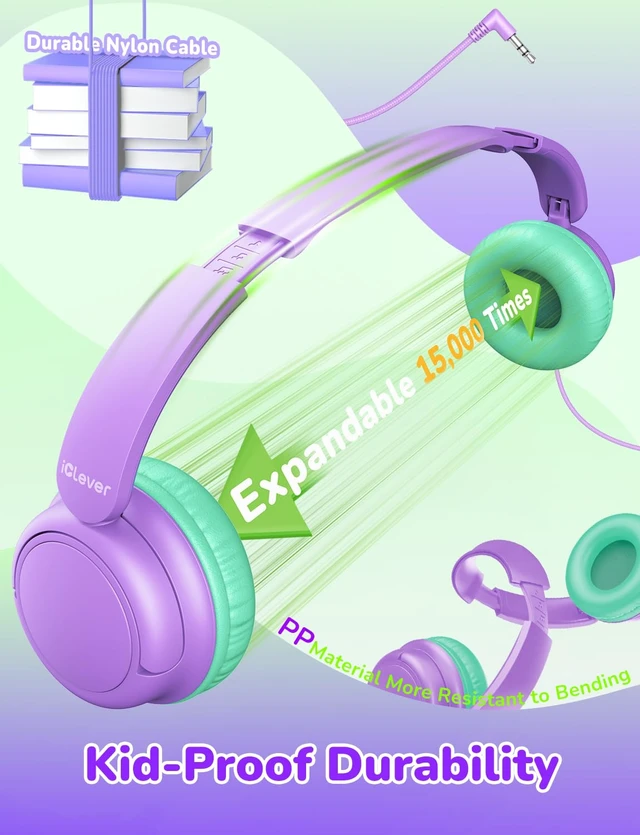 Alt view image 2 of 6 - Kids Headphones 5 Pack for Students K-12 & Teachers Classroom/Study SafeSound Tech3.0, Durable PP Material, Multiple Folding Options, Soft Classroom Headphones for Tablets/Laptop, Bright Color