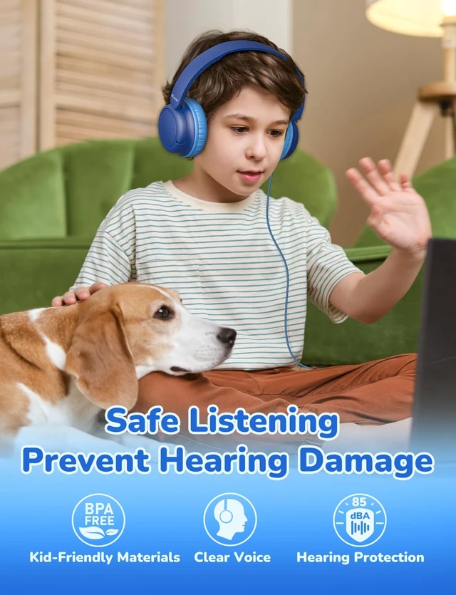 Alt view image 5 of 6 - Kids Headphones 5 Pack for Students K-12 & Teachers Classroom/Study SafeSound Tech3.0, Durable PP Material, Multiple Folding Options, Soft Classroom Headphones for Tablets/Laptop, Bright Color