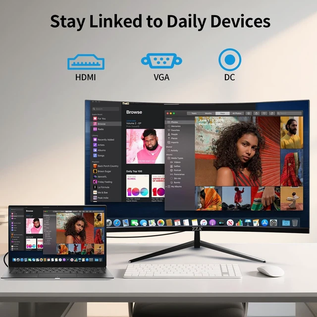 Alt view image 7 of 7 - 27 inch 100Hz Curved Monitor with 1K 1920x1080 Computer Screen 27 inch FHD with HDMI,VGA and Wall Mountable 1080P Eye Care PC Office Display for Working and Gaming