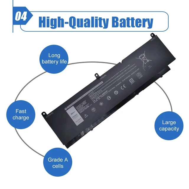 Alt view image 5 of 6 - 95Wh PKWVM Laptop Battery Compatible with Dell Precision 7550 7560 7750 7760 Mobile Workstation P44E P93F P44E001 P44E002 P93F001 Series CR72X 68ND3 0CR72X 0447VR C903V 11.4V 7922mAh