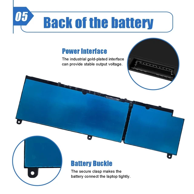 Alt view image 6 of 6 - 95Wh PKWVM Laptop Battery Compatible with Dell Precision 7550 7560 7750 7760 Mobile Workstation P44E P93F P44E001 P44E002 P93F001 Series CR72X 68ND3 0CR72X 0447VR C903V 11.4V 7922mAh