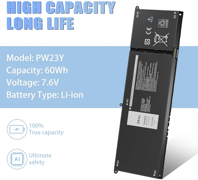 Alt view image 6 of 7 - 54Wh V6W33 Battery Replacement for Dell Inspiron 3511 3520 3515 3510 5510 5515 5518 5310 5635 5625 5630 Latitude 3320 3330 3420 3520 Vostro 3515 3525 Series