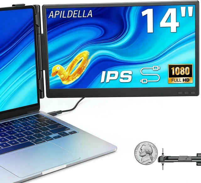 Main image of 14" Dual Laptop Screen Extender, 1080P FHD IPS 0.2" Ultra-Slim & 1.8 lbs, Plug-Play Second Monitor for 13-16'' Laptops, Work with Mac, Window, Chrome