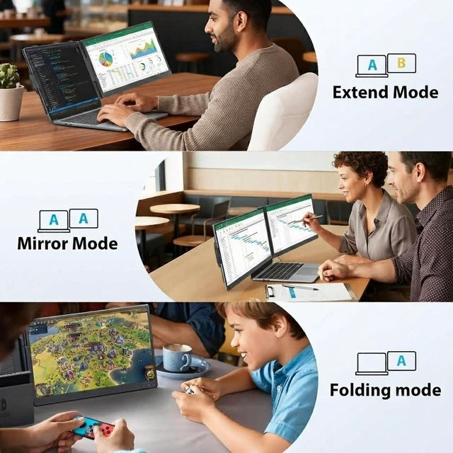 Alt view image 6 of 7 - 14" Dual Laptop Screen Extender, 1080P FHD IPS 0.2" Ultra-Slim & 1.8 lbs, Plug-Play Second Monitor for 13-16'' Laptops, Work with Mac, Window, Chrome