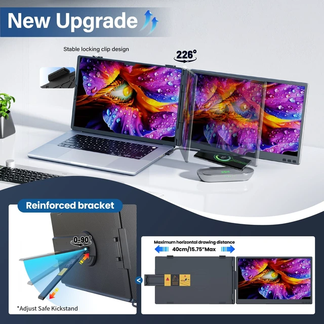 Alt view image 6 of 7 - Laptop Screen Extender Monitor Portable, 14" Ultra-Thin Dual Laptop Monitor FHD 1080P IPS, USB-C/HDMI Plug & Play Travel Monitor for 13-17" Laptops, Compatible with Wins/Mac/Chrome/Switch