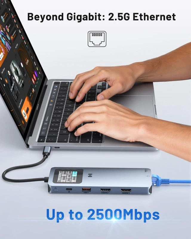 Alt view image 7 of 7 - Selore USB C Docking Station Dual HDMI, USB C to Dual HDMI Adapter 4K@60Hz Dual HDMI, Smart Display, 100W PD, 10Gbps USB 3.1, 2.5G Ethernet, SD/microSD Reader for Dell/HP/Lenovo/ MacBook