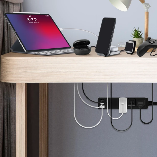 Alt view image 7 of 7 - Outlet Extender with 3 Receptacles, 21W USB-A & 2 USB-C, Flat-Face ETL Listed, 8ft Cord, 1625W, Matte Black, 3-Outlet Power Strip, Wall Plate Plug With Cord Extender, Premium Quality