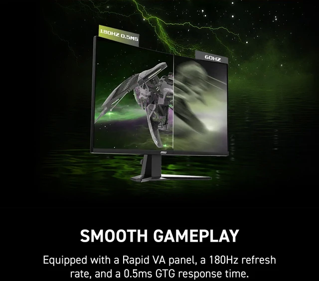 Alt view image 5 of 7 - MAG 27C6FA 27-inch 1920 x 1080 (FHD), Rapid VA, Gaming Monitor 180Hz, AMD FreeSync, 0.5ms, HDMI, Display-Port, VESA, Tilt, Black