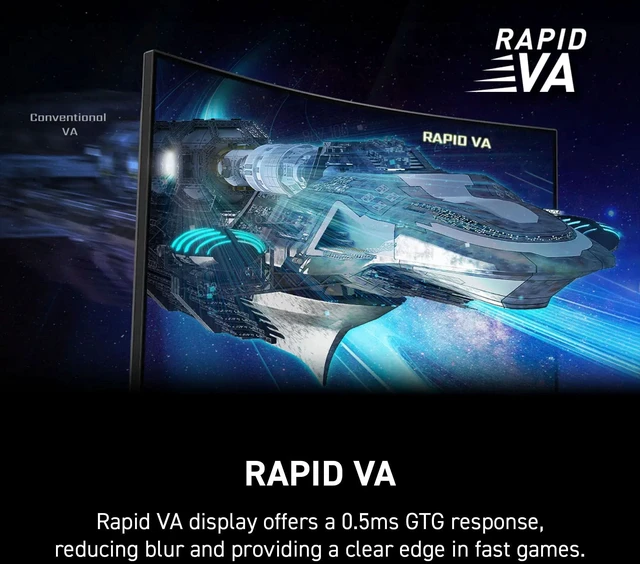 Alt view image 4 of 7 - MAG 27C6FA 27-inch 1920 x 1080 (FHD), Rapid VA, Gaming Monitor 180Hz, AMD FreeSync, 0.5ms, HDMI, Display-Port, VESA, Tilt, Black