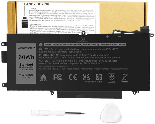Main image of K5XWW Laptop Battery for Dell Latitude 7389 7390 2-in-1 Latitude 12 5000 5289 2-in-1, fits E5289 L3180 Series P29S001 P29S002 451-BBZC 725KY 71TG4 N18GG 6CYH6 CFX97