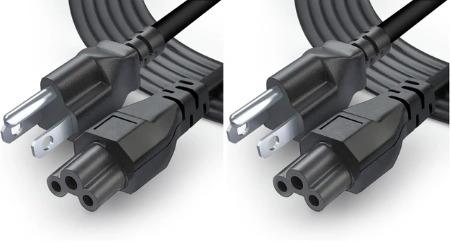 Main image of 3 Prong AC Laptop Power Cord 5Ft Universal Power Cable 125V for Dell HP LG Lenovo Asus Acer Toshiba Sony Laptops/Notebooks, Monitors, Printers, Scanners NEMA 5-15P to C5 Power Cable (Pack of 2)