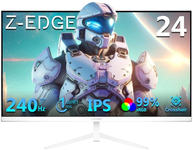 Main image of Z-Edge 24 inch 240Hz 165Hz Gaming Monitor, FHD 1080p, IPS Monitor Gaming MPRT 1ms, 350nits, 16.7M Colors, 99% sRGB, UG24PJ Frameless Bezel, DP x1, HDMI x1(White)