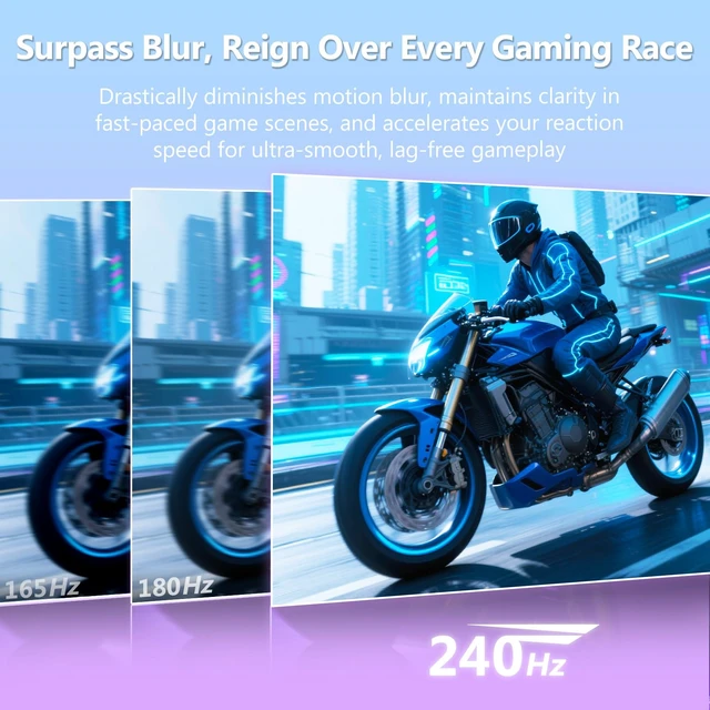 Alt view image 2 of 7 - Z-Edge 24 inch 240Hz 165Hz Gaming Monitor, FHD 1080p, IPS Monitor Gaming MPRT 1ms, 350nits, 16.7M Colors, 99% sRGB, UG24PJ Frameless Bezel, DP x1, HDMI x1(White)