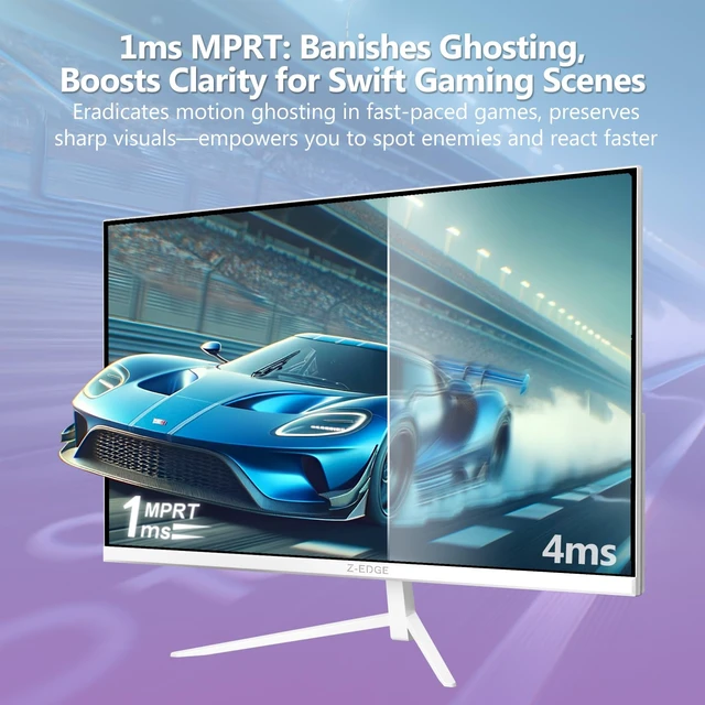 Alt view image 3 of 7 - Z-Edge 24 inch 240Hz 165Hz Gaming Monitor, FHD 1080p, IPS Monitor Gaming MPRT 1ms, 350nits, 16.7M Colors, 99% sRGB, UG24PJ Frameless Bezel, DP x1, HDMI x1(White)