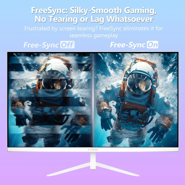 Alt view image 5 of 7 - Z-Edge 24 inch 240Hz 165Hz Gaming Monitor, FHD 1080p, IPS Monitor Gaming MPRT 1ms, 350nits, 16.7M Colors, 99% sRGB, UG24PJ Frameless Bezel, DP x1, HDMI x1(White)