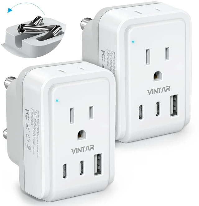 Main image of Type M Adapter for South Africa, 2 Pack Foldable Africa Travel Plug 5 in 1 with 2 Outlets 3 USB, Dual USB C Fast Charge, Africa Travel Essentials for US to Malaysia Namibia Nepal Mozambique
