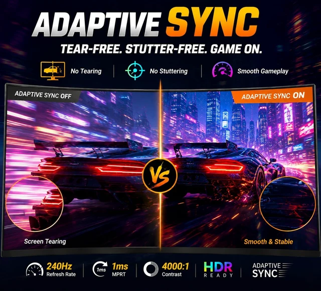 Alt view image 5 of 7 - 32 Inch Curved Gaming Monitor 240Hz Curved Monitor Computer Monitor-HDMI DP USB Headphone Ports,1080p 1K FHD Ultra Slim Curved Screen with Wide Angle,High Refresh Rate Immersive PS5 Xbox PC Gaming