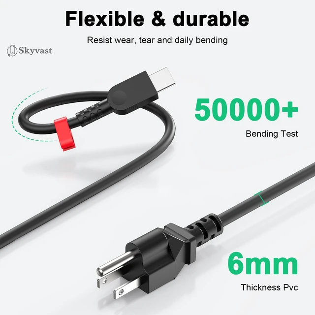Alt view image 3 of 7 - Slim 65W 45W USB C Laptop Charger Compatible with Lenovo Thinkpad Yoga Chromebook Computer Type C Fast Charging Power Cord AC Adapter