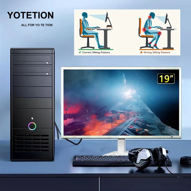 Alt view image 2 of 7 - 19-inch Full HD 75Hz Small Thin Monitor for laptops White, Computers and desktops, HD+ 1440 x 900p, Anti-Glare, LED Display, VGA/HDMI Connection