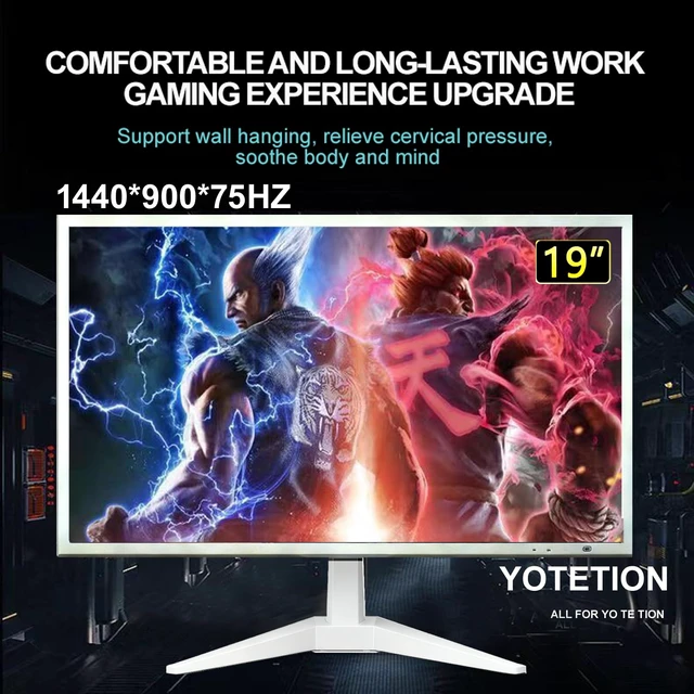 Alt view image 3 of 7 - 19-inch Full HD 75Hz Small Thin Monitor for laptops White, Computers and desktops, HD+ 1440 x 900p, Anti-Glare, LED Display, VGA/HDMI Connection