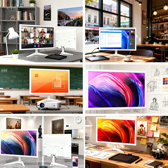 Alt view image 6 of 7 - 19-inch Full HD 75Hz Small Thin Monitor for laptops White, Computers and desktops, HD+ 1440 x 900p, Anti-Glare, LED Display, VGA/HDMI Connection