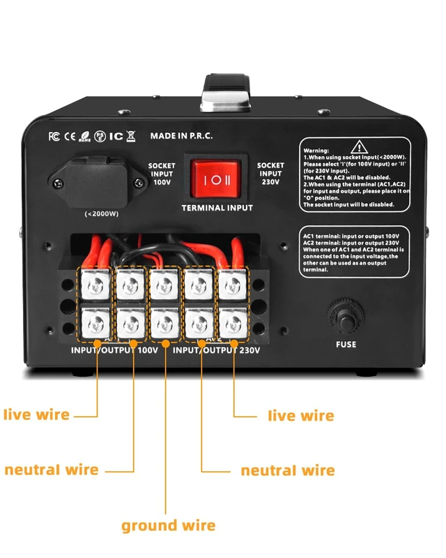 Alt view image 7 of 7 - 5000 Watt Voltage Converter Transformer Heavy Duty Step Up Step Down AC 110V/120V/220V/240V Converter with Hard-Wiring