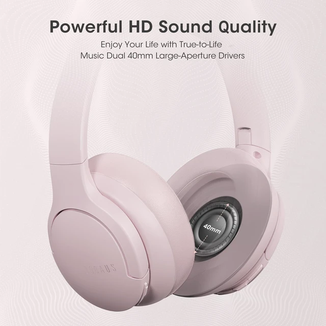 Alt view image 6 of 7 - Bluetooth Headphones Over Ear, Headphones Wireless, APP Control 90H Playtime, 9 EQ Modes, Bluetooth5.4, Hifi Stereo Sound Headphones, ENC Mic, Foldable, for Travel Work Study Phone, Pink