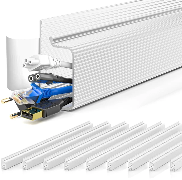 Main image of 157in Cable Management Cord Organizer, Cable Raceway, White Easy Install Self-Adhesive Cable Organizer,Cord Management, Desk Wire Holder for Office Organization,Child and Pet Proofing