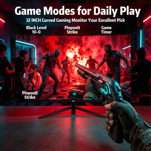 Alt view image 6 of 7 - 32 Inch Curved Gaming Monitor 240Hz Curved Monitor Computer Monitor-HDMI DP USB Headphone Ports,1080p 1K FHD Ultra Slim Curved Screen with Wide Angle,High Refresh Rate Immersive PS5 Xbox PC Gaming