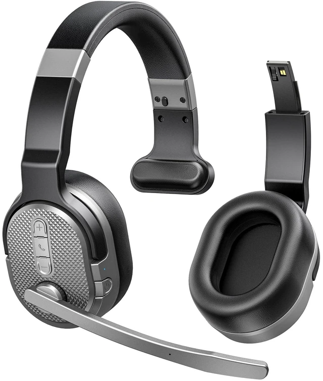 Main image of Trucker Bluetooth Headset, Wireless Headset with Mic for Work Trucker Headset with Noise Cancelling Headphones, Long Battery Life Bluetooth Headphones with Detachable Earpad for Driving