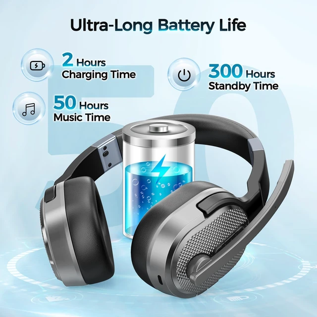 Alt view image 3 of 6 - Trucker Bluetooth Headset, Wireless Headset with Mic for Work Trucker Headset with Noise Cancelling Headphones, Long Battery Life Bluetooth Headphones with Detachable Earpad for Driving
