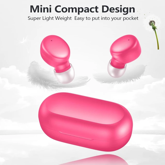 Alt view image 6 of 6 - Mini Wireless Earbuds Bluetooth 5.3 in Ear Headphones Headsets Light Weight,60Hrs Playtime Ear Buds with Charging Case,Smart Touch Control,Premium Sound with Deep Bass for Sport-Rose Pink