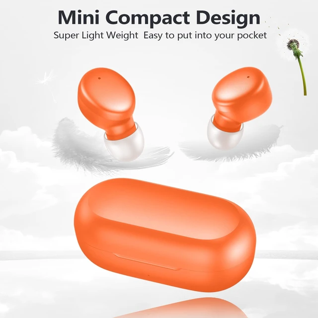 Alt view image 6 of 6 - Mini Wireless Earbuds Bluetooth 5.3 in Ear Headphones Headsets Light Weight,60Hrs Playtime Ear Buds with Charging Case,Smart Touch Control,Premium Sound with Deep Bass for Sport-Orange