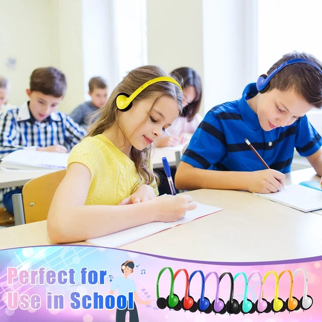 Alt view image 4 of 7 - 50 Pack Bulk Classroom Headphones for Kids Students School, Multi Color Wired Headphones with 3.5mm Jack for Children Chromebook Laptop PC Computer(LS04,50 Mixed)