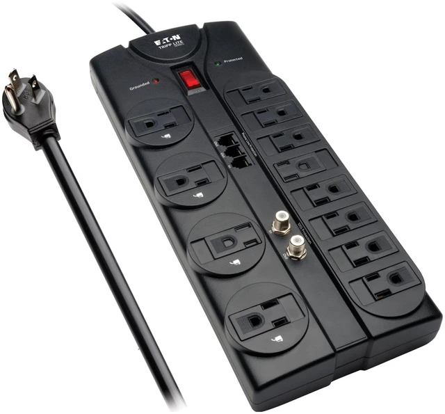 Main image of Eaton TLP1208TELTV Flat Plug Surge Protector TV & Phone Ports