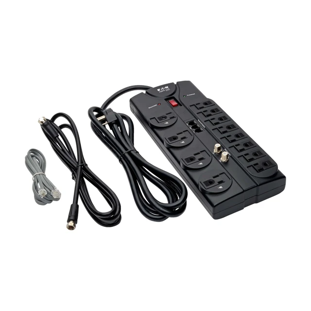 Alt view image 7 of 7 - Eaton TLP1208TELTV Flat Plug Surge Protector TV & Phone Ports