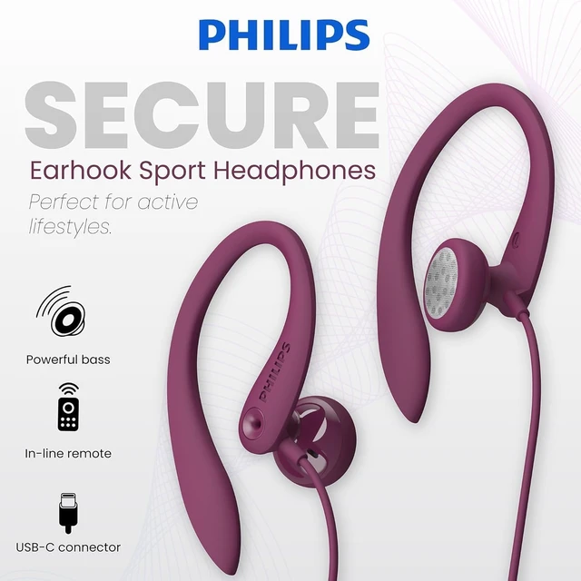 Alt view image 2 of 7 - USB-C Wired Earbuds with Microphone & in-Line Control, Over Ear Earhook, Compatible with iPhone 15 & 16, Samsung, Android Type-C Phones, Secure Fit Sports Running Headset