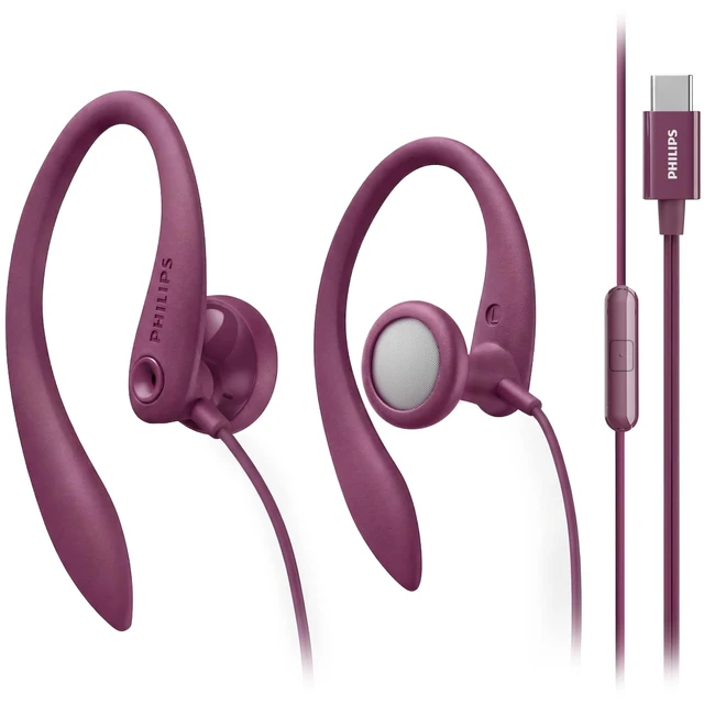 Main image of USB-C Wired Earbuds with Microphone & in-Line Control, Over Ear Earhook, Compatible with iPhone 15 & 16, Samsung, Android Type-C Phones, Secure Fit Sports Running Headset