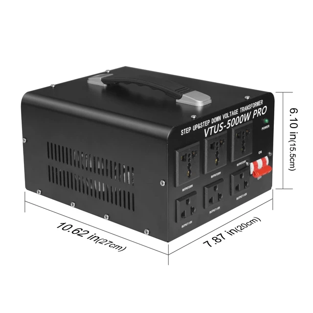 Alt view image 7 of 7 - 5000W PRO Voltage Transformer Converter Step Up/Down 110V/220V AC 110V/120V to 220V/240V or 220V/240V to 110V/120V, US Standard Power Cord, Circuit Breaker Protection