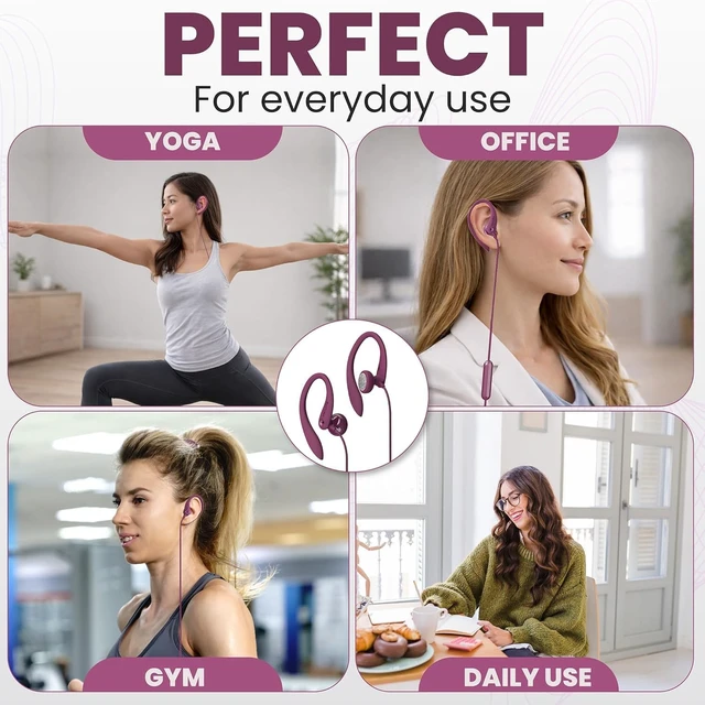 Alt view image 6 of 7 - USB-C Wired Earbuds with Microphone & in-Line Control, Over Ear Earhook, Compatible with iPhone 15 & 16, Samsung, Android Type-C Phones, Secure Fit Sports Running Headset