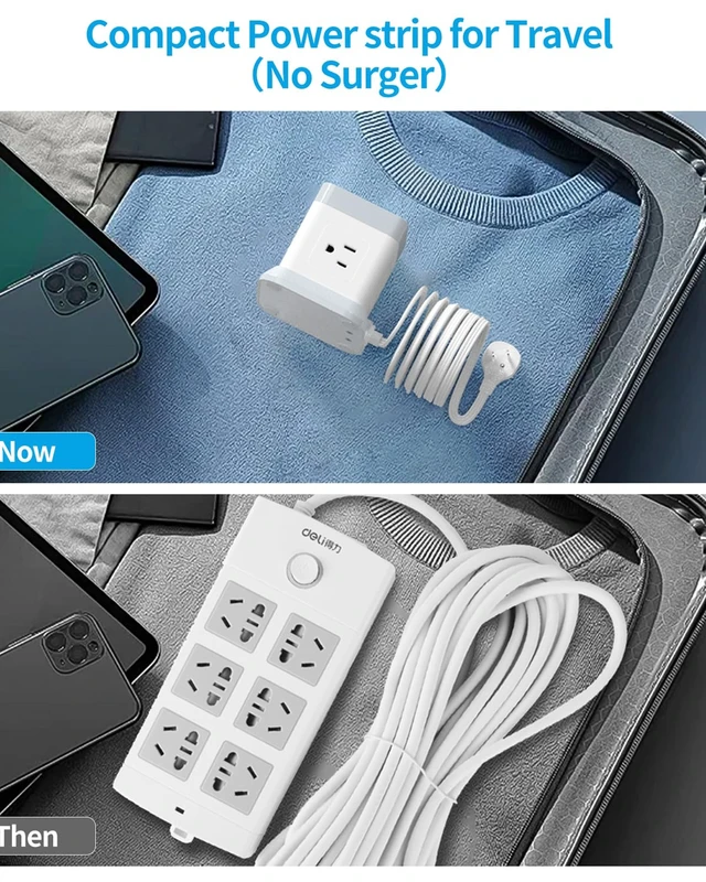 Alt view image 7 of 7 - 2 Prong Power Strip USB C, 4 Outlets 3 USB 5 FT Extension Cord White Non Grounded 2 Prong Desktop Charging Station Flat Plug Compact Size Ideal for Travel Hotel & Home Use ETL Listed
