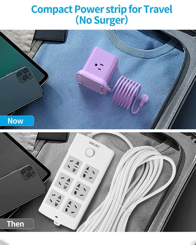 Alt view image 6 of 6 - Cube Power Strip USB C, 4 Outlets 3 USB 10 FT Extension Cord Purple Long Extension Cord Cube Design Saves Space Overload Protection for Home Office Desk & Travel Use ETL Listed