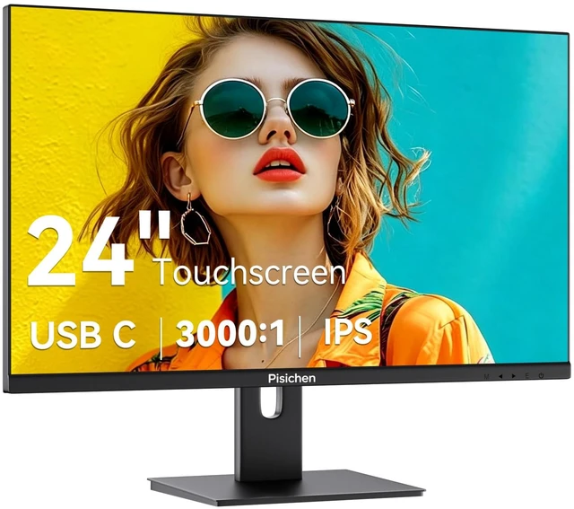 Main image of Touchscreen Monitor 24" FHD 1920x1080P IPS Display 10-Point Touch Screen Computer Monitor USB Type-C HDMI & VGA Ports, VESA Mount, Black