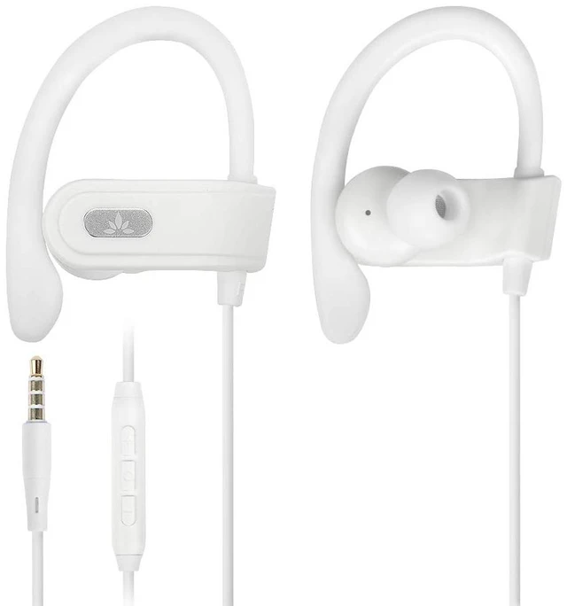 Main image of E171 - AUX 3.5mm Wired Earbuds with Microphone & Volume Control Ear Hook Design for Running & Sports, Comfortable Fit, Compatible with Traditional 3.5mm AUX Phones Corded Headphones, White